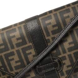 Pre Owned Fendi Tobacco Zucca Coated Canvas and Leather Vintage Envelope Flap Shoulder Bag