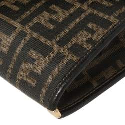 Pre Owned Fendi Tobacco Zucca Coated Canvas and Leather Vintage Envelope Flap Shoulder Bag