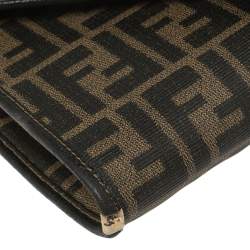 Pre Owned Fendi Tobacco Zucca Coated Canvas and Leather Vintage Envelope Flap Shoulder Bag