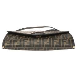 Pre Owned Fendi Tobacco Zucca Coated Canvas and Leather Vintage Envelope Flap Shoulder Bag