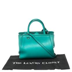 Pre Owned Fendi Turquoise Leather Mini 2Jours Tote