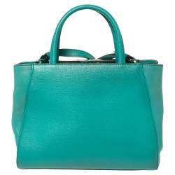 Pre Owned Fendi Turquoise Leather Mini 2Jours Tote