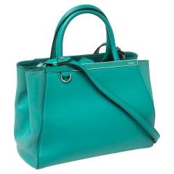 Pre Owned Fendi Turquoise Leather Mini 2Jours Tote