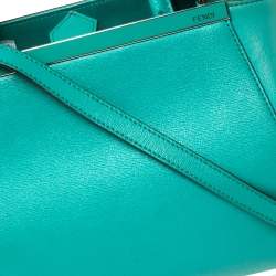 Pre Owned Fendi Turquoise Leather Mini 2Jours Tote