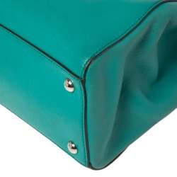Pre Owned Fendi Turquoise Leather Mini 2Jours Tote