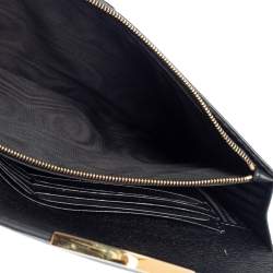Pre Owned Fendi Black Leather 2 Jours Envelope Clutch