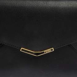 Pre Owned Fendi Black Leather 2 Jours Envelope Clutch