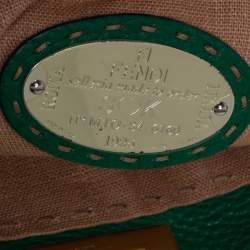 مملوكة مسبقًا Fendi Green Selleria Leather Large Peekaboo Top Handle Bag