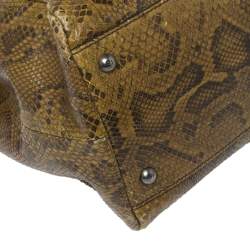 Pre Owned Fendi Brown Python Large Peekaboo Top Handle Bag