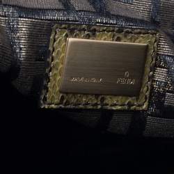 Pre Owned Fendi Brown Python Large Peekaboo Top Handle Bag