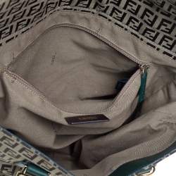 Pre Owned Fendi Green/Brown Zucchino Canvas and Leather Tote