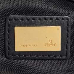 Pre Owned Fendi Black/Tobacco Zucchino Canvas and Leather Borsa Tuc Hobo