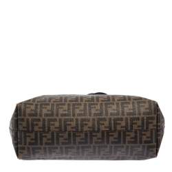 Pre Owned Fendi Tobacco Zucca Coated Canvas Large Roll Shopper Tote