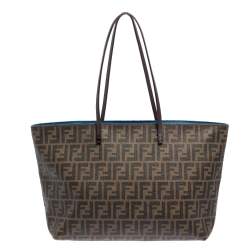 Pre Owned Fendi Tobacco Zucca Coated Canvas Large Roll Shopper Tote