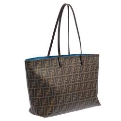 Pre Owned Fendi Tobacco Zucca Coated Canvas Large Roll Shopper Tote