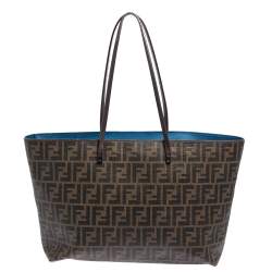 Pre Owned Fendi Tobacco Zucca Coated Canvas Large Roll Shopper Tote