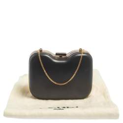 Pre Owned Fendi Black Leather Giano Chain Clutch