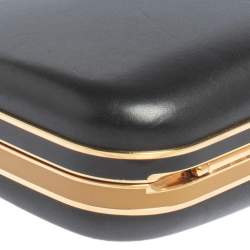 Pre Owned Fendi Black Leather Giano Chain Clutch
