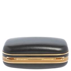 Pre Owned Fendi Black Leather Giano Chain Clutch