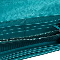 Pre Owned Fendi Two Tone Green Leather 2Jours Continental Wallet