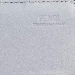 Pre Owned Fendi Stone Blue Leather Studded Flap Wallet On Chain