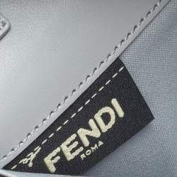 Pre Owned Fendi Stone Blue Leather Studded Flap Wallet On Chain