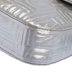 Fendi Silver Logo Embossed Fabric Baguette