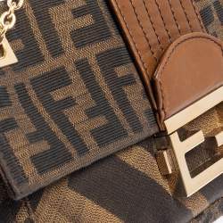 Fendi Brown Zucca Canvas and Leather Chain Shoulder Bag