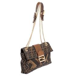 Fendi Brown Zucca Canvas and Leather Chain Shoulder Bag