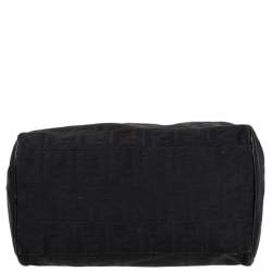 Pre Owned Fendi Black Zucca Canvas and Leather Medium Chef Boston Bag