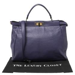 Pre Owned Fendi Purple Leather Large Peekaboo Top Handle Bag