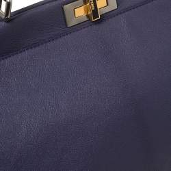 Pre Owned Fendi Purple Leather Large Peekaboo Top Handle Bag