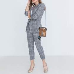 Pre Owned Fendi Tan/Blue Leather Mini Mon Tresor Drawstring Bucket Bag