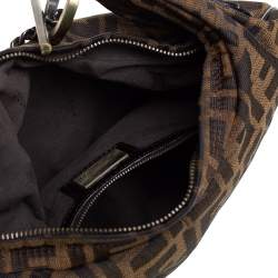 Pre Owned Fendi Tobacco Zucca Canvas and Patent Leather Chef Chain Link Hobo