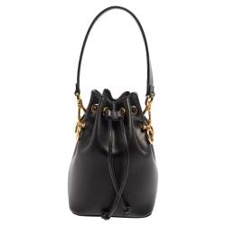 Fendi Black Zucca Pvc and Leather Mini Mon Tresor Drawstring Bucket Bag  Fendi