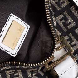 Pre Owned Fendi Black/White Canvas And Leather Forever Bauletto Boston Bag