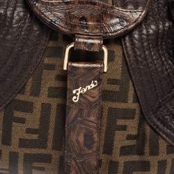 Pre Owned Fendi Tobacco Zucca Canvas and Leather Spy Bag