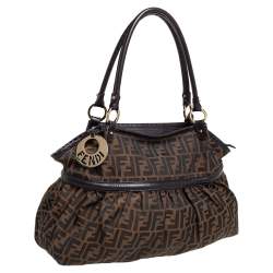Pre Owned Fendi Tobacco Zucca Canvas and Leather Large Chef Tote