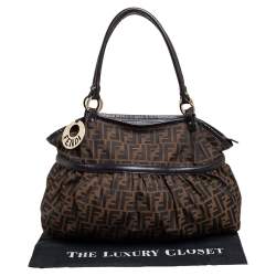Pre Owned Fendi Tobacco Zucca Canvas and Leather Large Chef Tote