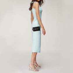 Pre Owned Fendi Black Leather Studded Wallet On Chain