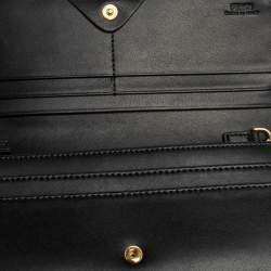 Pre Owned Fendi Black Leather Studded Wallet On Chain