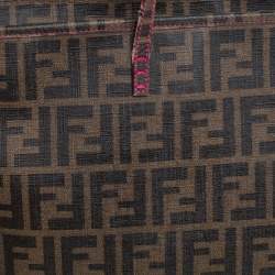 Pre Owned Fendi Tobacco Zucca Coated Canvas Spalmati Roll Shopper Tote