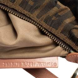 Pre Owned Fendi Tobacco Zucca Canvas And Leather Hobo 