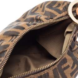 Pre Owned Fendi Tobacco Zucca Canvas And Leather Hobo 