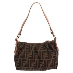 Pre Owned Fendi Tobacco Zucca Canvas And Leather Hobo 
