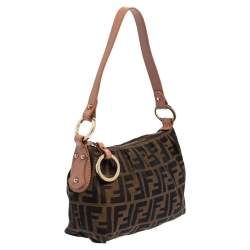 Pre Owned Fendi Tobacco Zucca Canvas And Leather Hobo 
