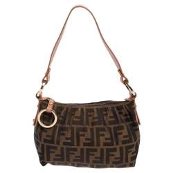Pre Owned Fendi Tobacco Zucca Canvas And Leather Hobo 