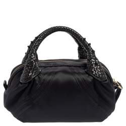 Pre Owned Fendi Black Satin Baby Spy Bag