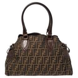 Pre Owned Fendi Tobacco Zucca Canvas and Leather Chef De Jour Bag