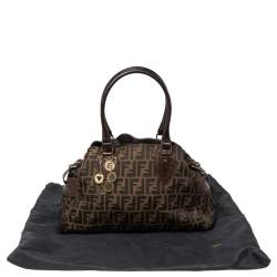 Pre Owned Fendi Tobacco Zucca Canvas and Leather Chef De Jour Bag
